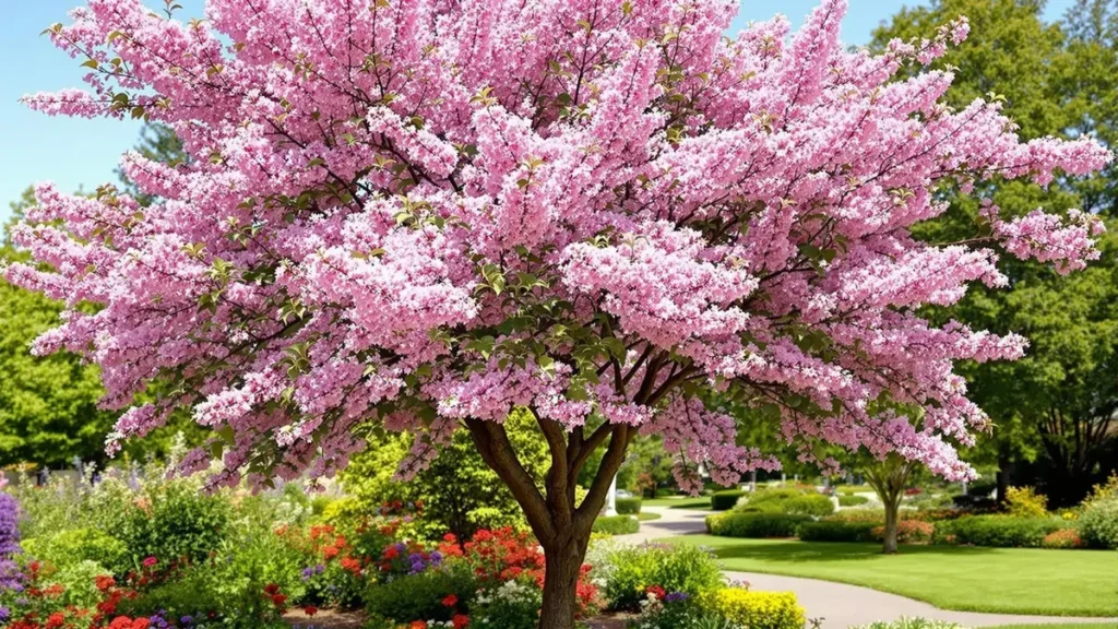 Deze boom met roze bloemen voegt waarde toe aan uw tuin en verhoogt uw vermogen